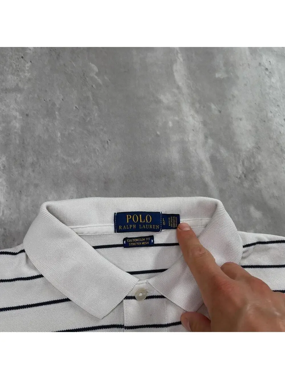 Y2K White Polo Ralph Lauren Striped Polo Shirt